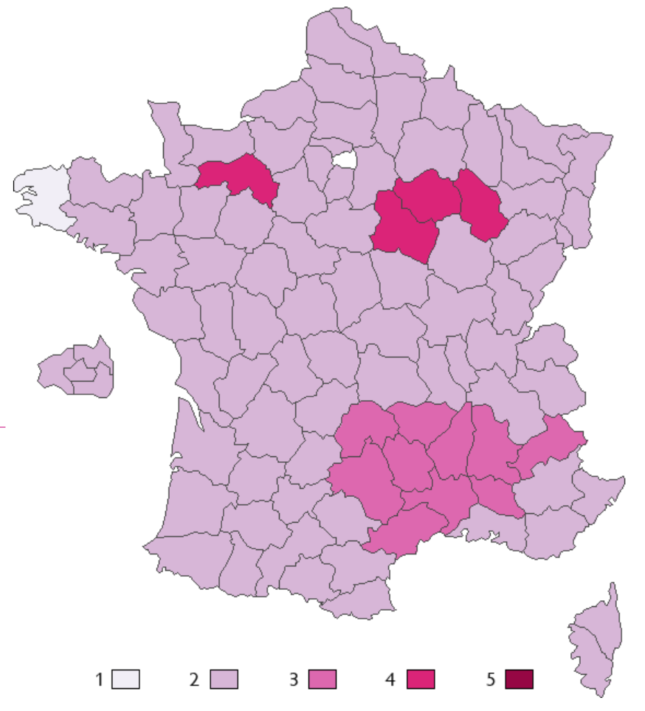 Carte de France des bises