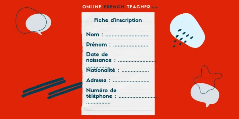 Filling in a registration form in French