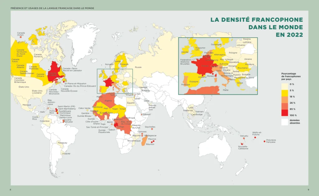 FRENCH-SPEAKING DENSITY IN THE WORLD IN 2022