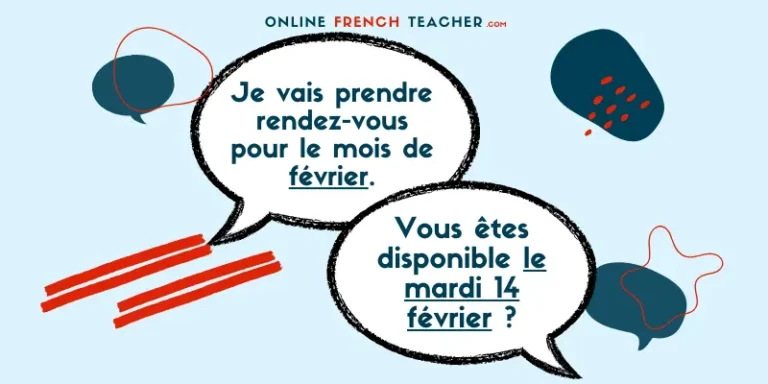 The months of the year in French and the dates in French