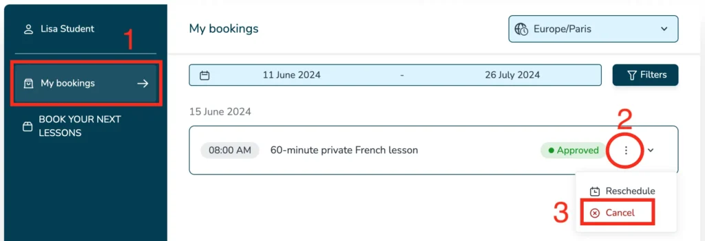 Cancelar una clase de francés